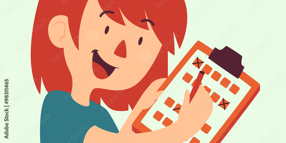 Catoon Form Cartoon Girl Filling Form Stock Vector | Adobe Stock