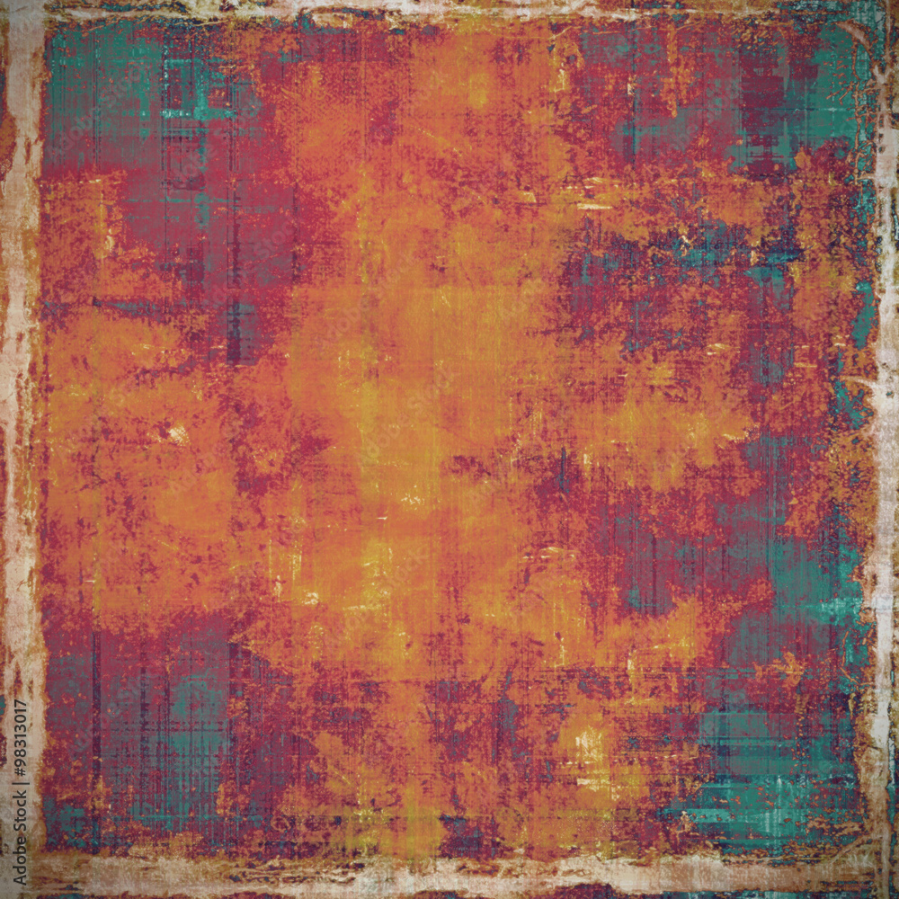 Old antique texture or background. With different color patterns: yellow (beige); red (orange); purple (violet); green