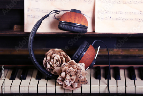 Brown headphones and decora...