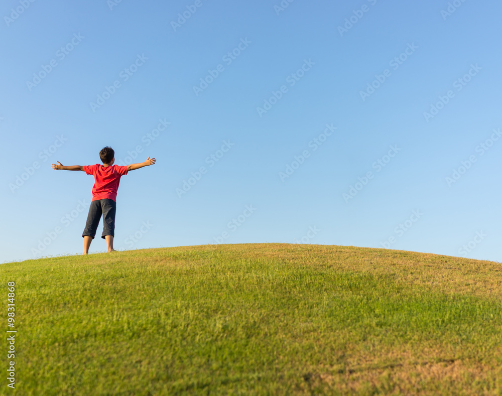 Enjoying on perfect grass field