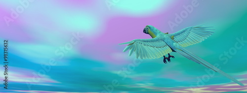 Military macaw, parrot, flying - 3D render © Elenarts