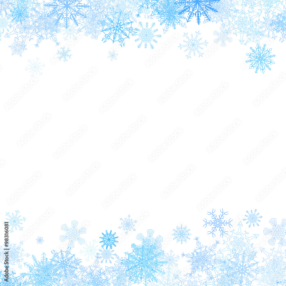 Rectangular frame with small blue snowflakes