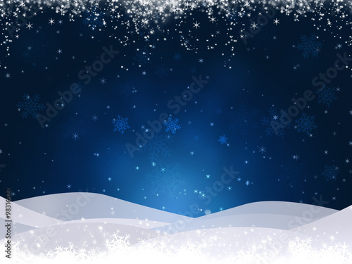 Winter Hills Blue Background