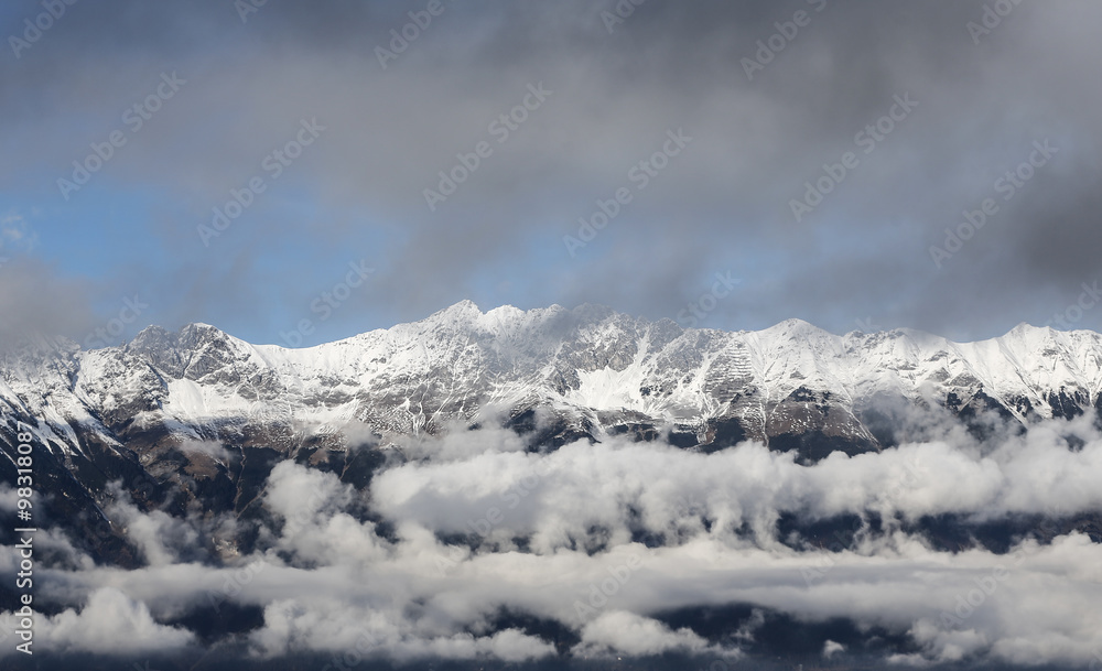 Snow covered mountain summits are pictured in Innsbruck, western Austria on December 17th, 2016. Snow covered mountain summits are pictured in Innsbruck, western Austria on December 17th, 2016.