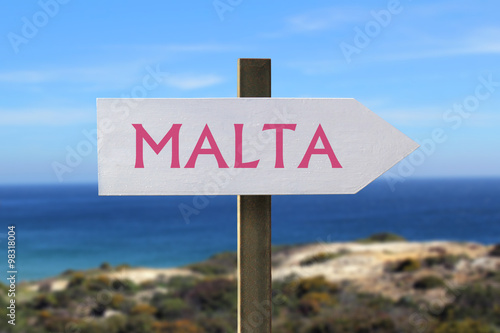 Malta sign with seaside in the background photo