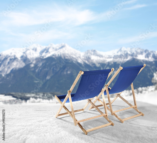 blue chairs and mountains  © magdal3na