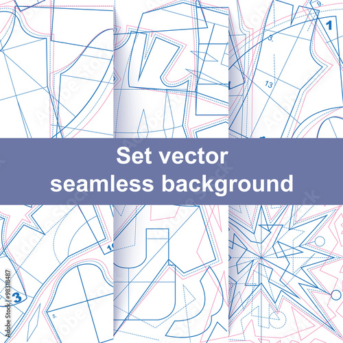 Set seamless sewing pattern texture