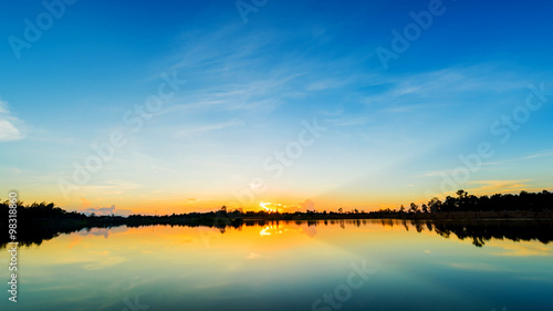 Wallpaper Mural Sunset at the calm lake with blue sky Torontodigital.ca