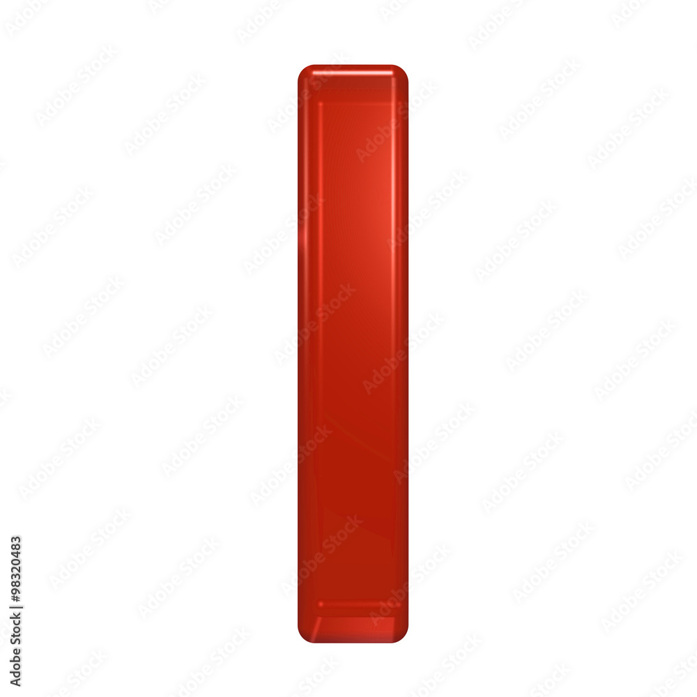 One letter from red glass alphabet set, isolated on white. Computer generated 3D photo rendering. One letter from red glass alphabet set, isolated on white. Computer generated 3D photo rendering.