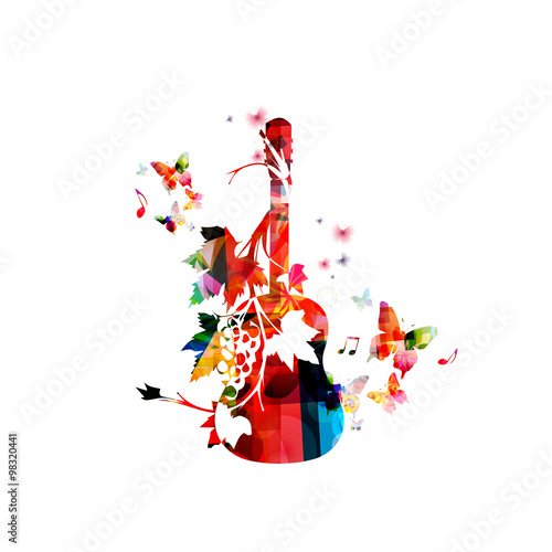 Colorful guitar with vines