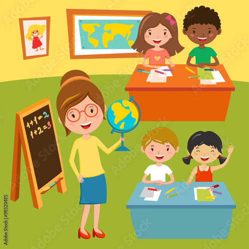 Kids school geography lessons illustration