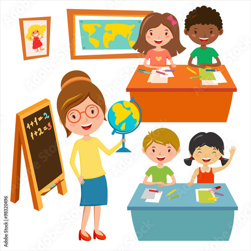 Kids school geography lessons illustration