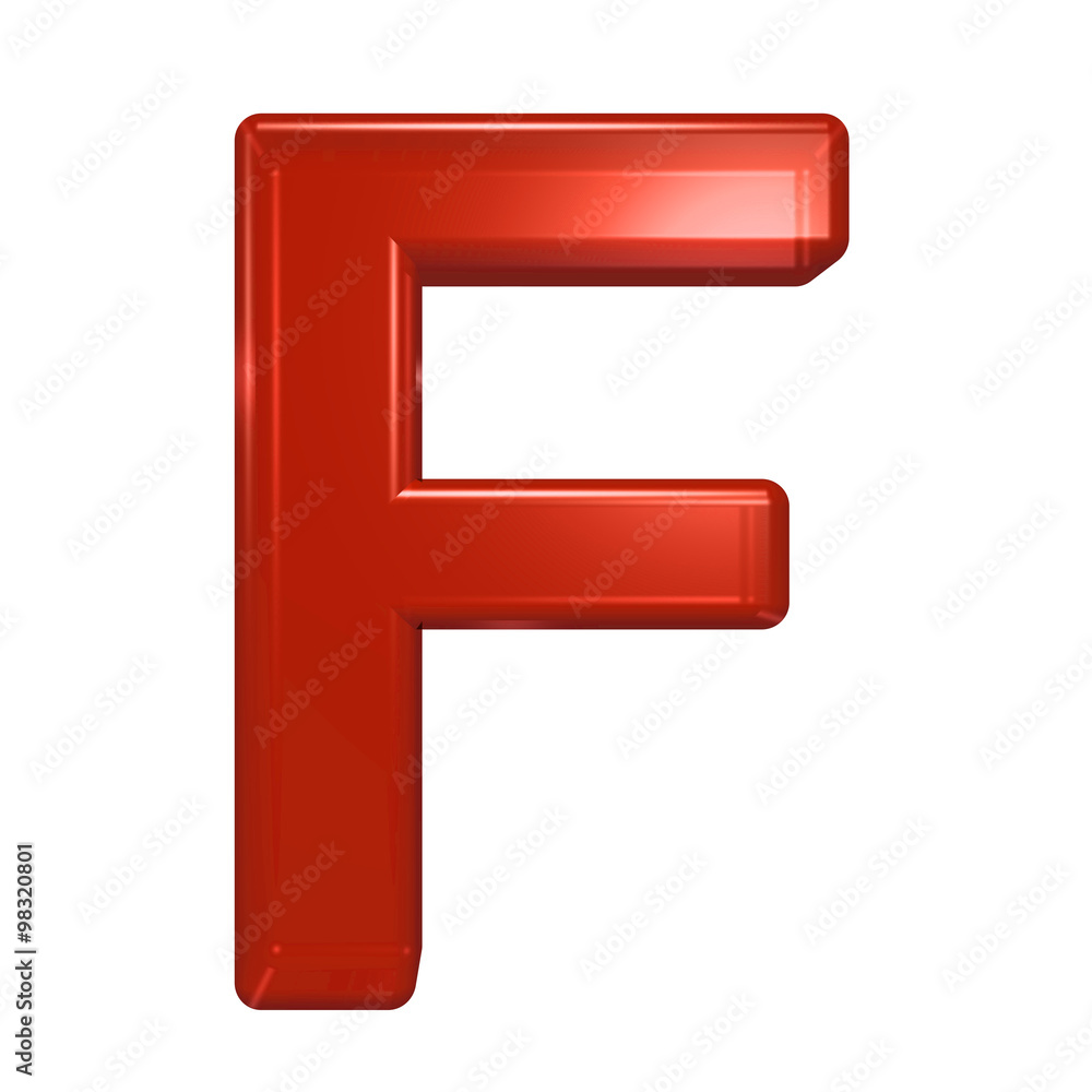 One letter from red glass alphabet set, isolated on white. Computer generated 3D photo rendering. One letter from red glass alphabet set, isolated on white. Computer generated 3D photo rendering.
