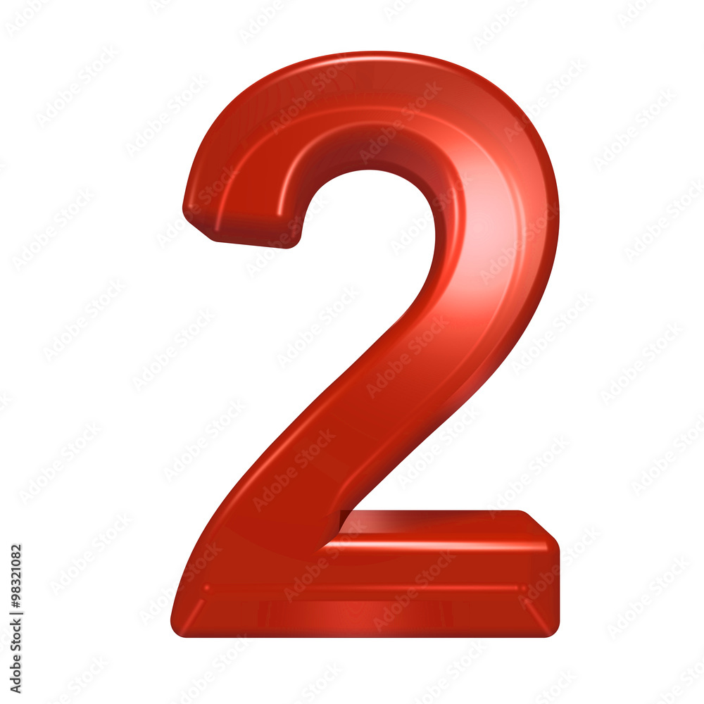One digit from red glass alphabet set, isolated on white. Computer generated 3D photo rendering. One digit from red glass alphabet set, isolated on white. Computer generated 3D photo rendering.
