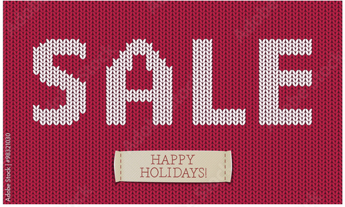 Word "Sale" on jersey texture. Advertisement Holiday Sale
