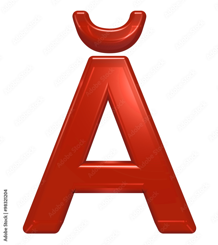 One letter from red glass alphabet set, isolated on white. Computer generated 3D photo rendering. One letter from red glass alphabet set, isolated on white. Computer generated 3D photo rendering.