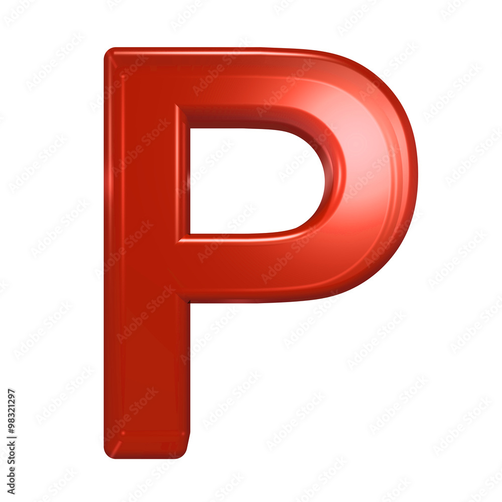 One letter from red glass alphabet set, isolated on white. Computer generated 3D photo rendering. One letter from red glass alphabet set, isolated on white. Computer generated 3D photo rendering.