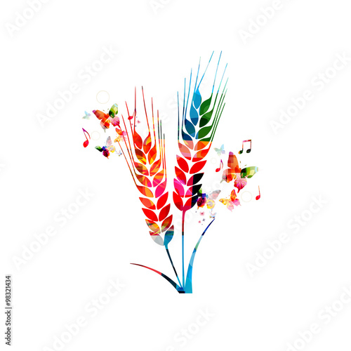 Colorful rye with butterflies