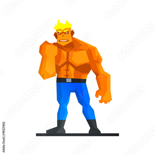 Muscular man shows his strength vector 