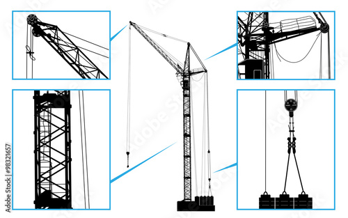 High detailed vector hoisting crane. Vector illustration