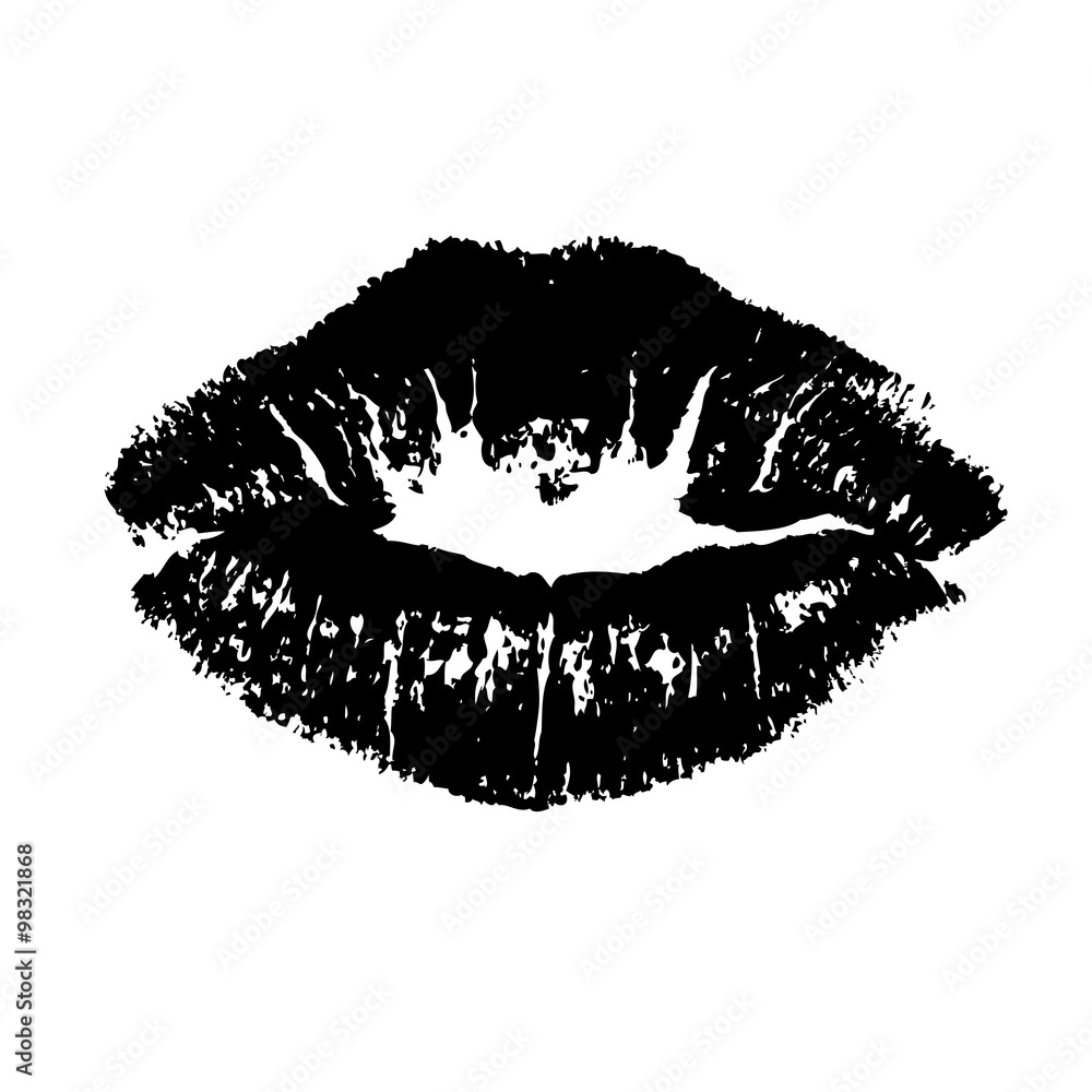 Naklejka premium Black lips kiss