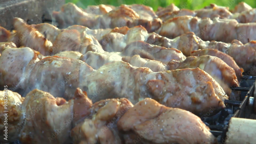 Barbecue With Delicious Grilled Meat On Grill. Barbecue With Delicious Grilled Meat On Grill.