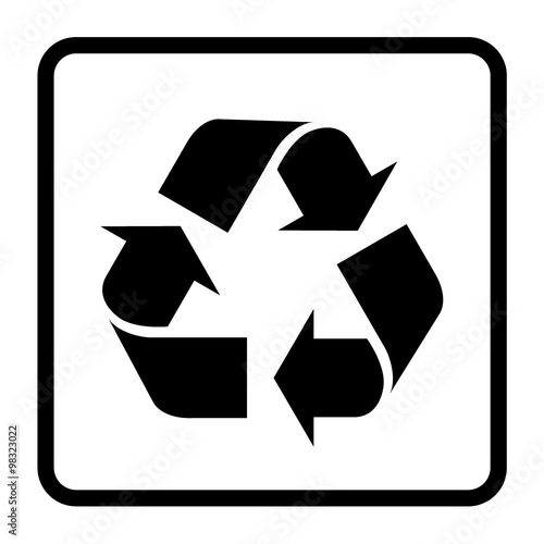 Recycle sign of conservation black icon isolated on white background. Recycling symbol on the packaging. Vector