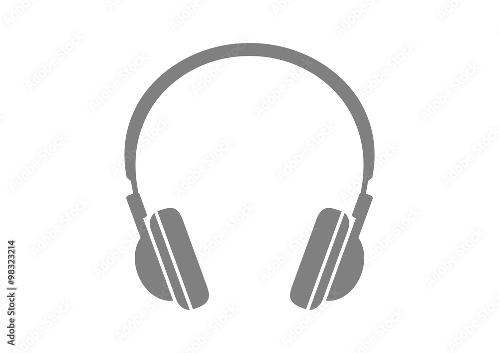 Grey headphones icon on white background Grey headphones icon on white background