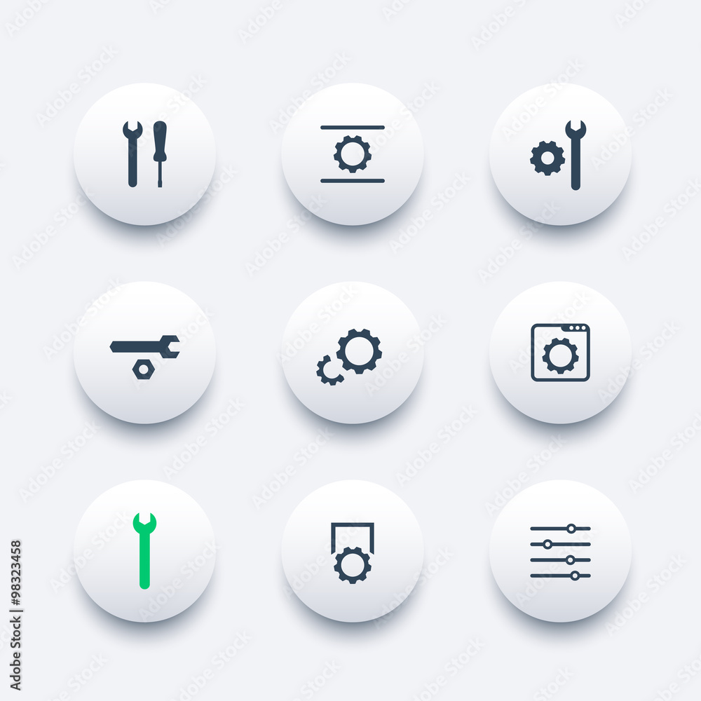 settings, configuration, development modern round icons, vector illustration settings, configuration, development modern round icons, vector illustration