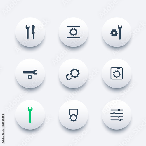 settings, configuration, development modern round icons, vector illustration