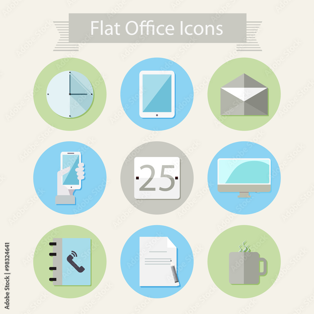 Flat office icons 1