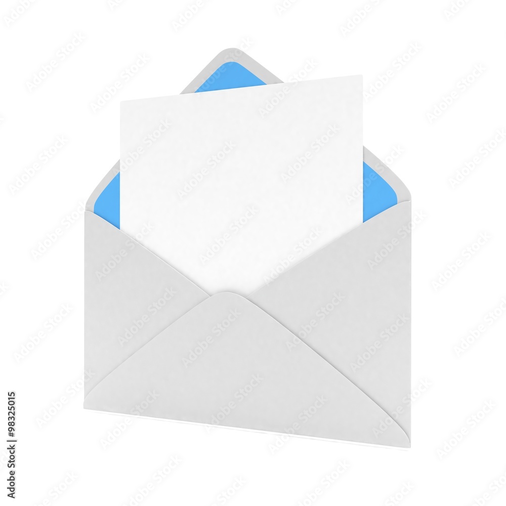 open mail with white blank open mail with white blank
