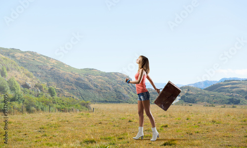 Young hitchhiking traveler