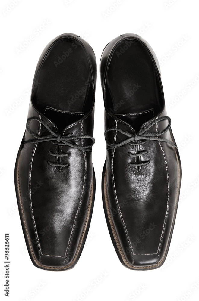 Man's black leather shoes isolated on white. Man's black leather shoes isolated on white.