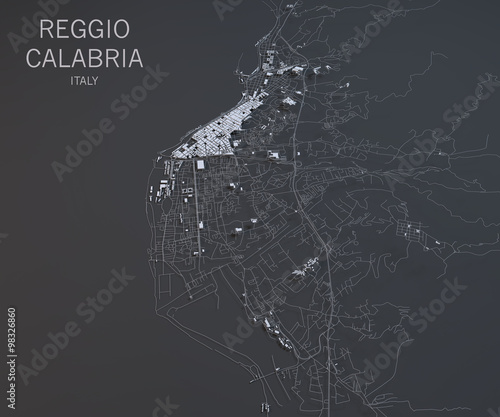Reggio Calabria, vista satellitare, Calabria, Italia photo