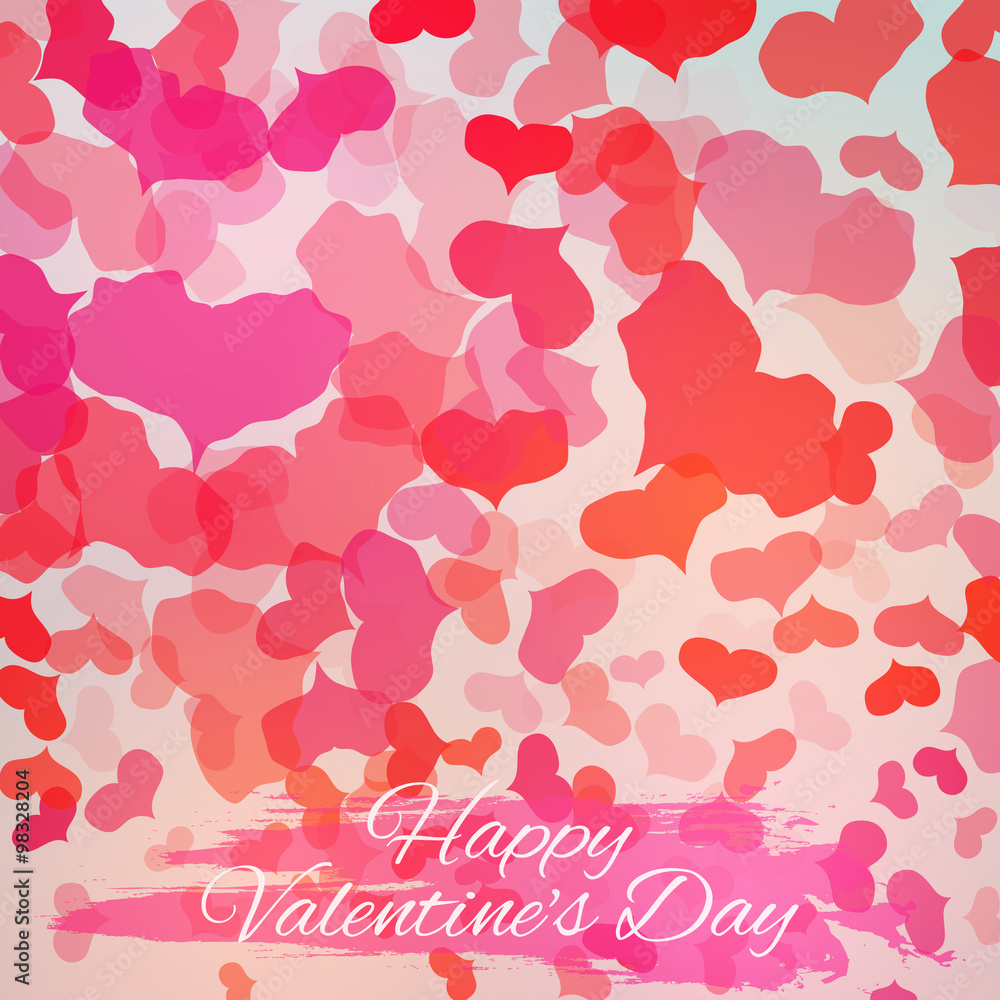 Happy Valentines Day Card Design. Vector background with hearts