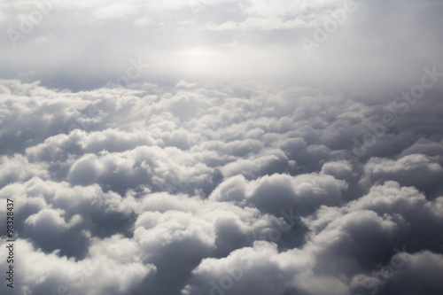 Fototapeta Naklejka Na Ścianę i Meble -  Fluffy storm clouds, aerial photography.