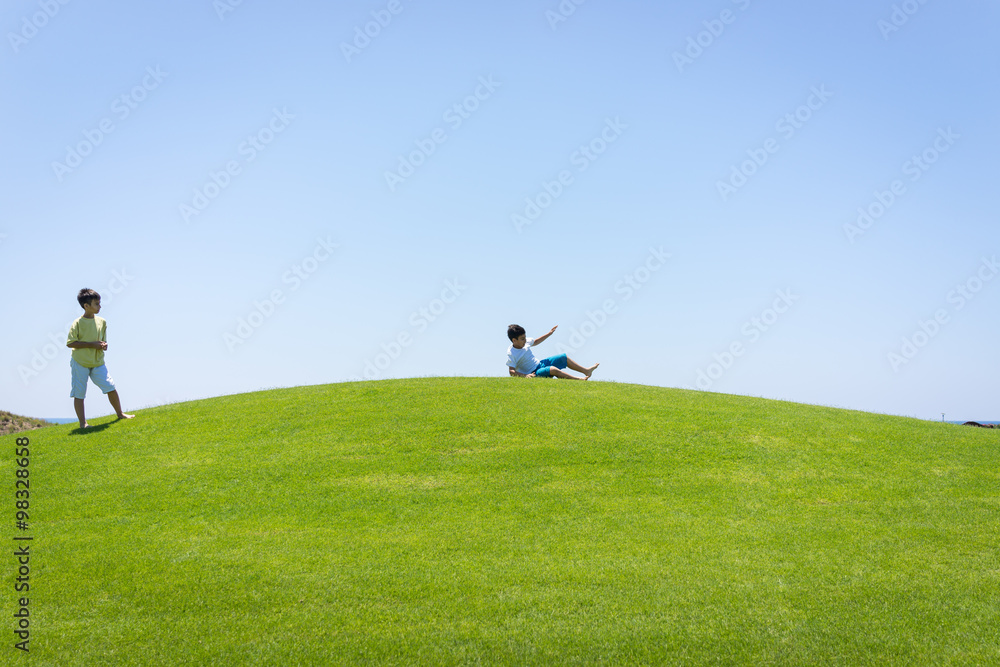 Enjoying on perfect grass field Enjoying on perfect grass field