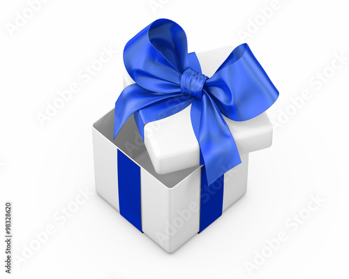 Open gift box with blue bow © boygostockphoto