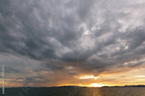 Sunset sky with cloudy