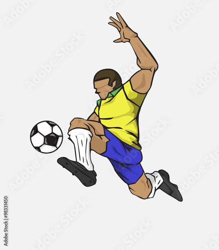 Vector illustration Soccer player kicking the ball and fan ball background