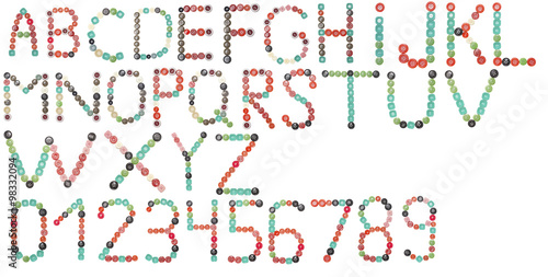 Bilde på lerret full English alphabet and numbers of  colors buttons