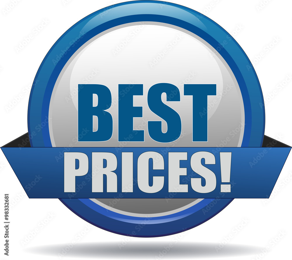 BEST PRICES / realistic modern glossy 3D eps vector sign / icon in blue with a banderole BEST PRICES / realistic modern glossy 3D eps vector sign / icon in blue with a banderole