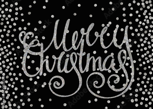 Wallpaper Mural Silver calligraphic inscription Merry Christmas. Torontodigital.ca