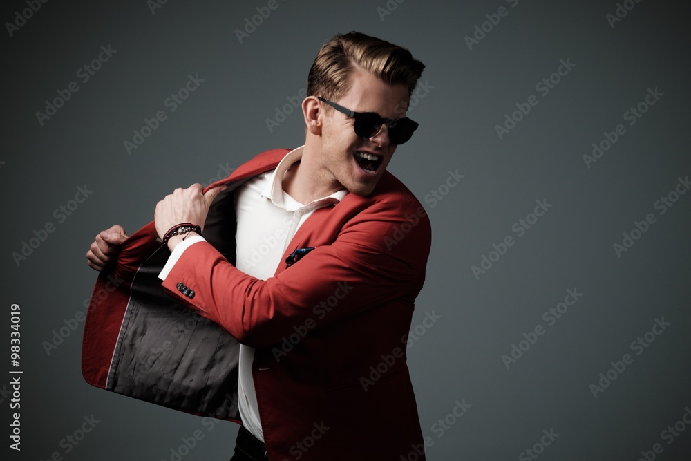 Stylish man in red jacket Stock Photo | Adobe Stock