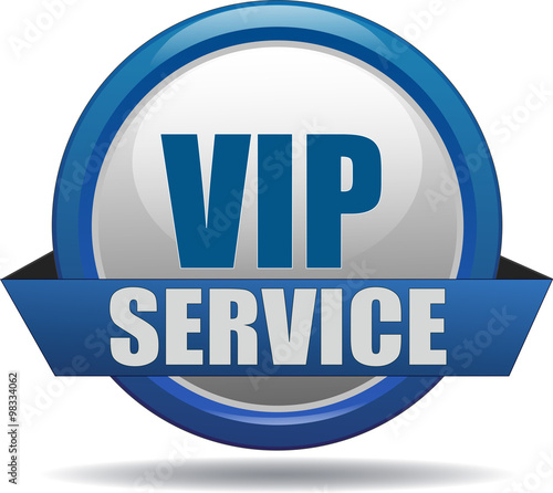 VIP SERVICE / realistic modern glossy 3D eps vector sign / icon in blue with a banderole