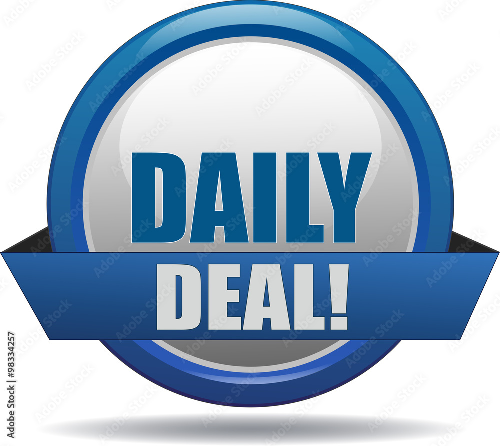 DAILY DEAL / realistic modern glossy 3D eps vector sign / icon in blue with a banderole DAILY DEAL / realistic modern glossy 3D eps vector sign / icon in blue with a banderole