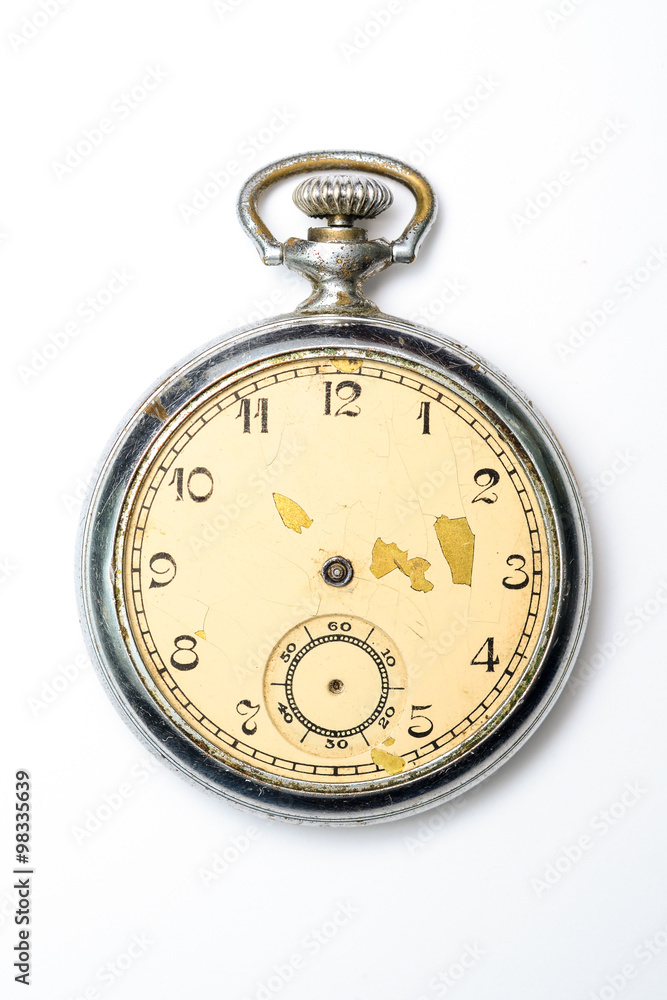 Retro pocket watch on a white background