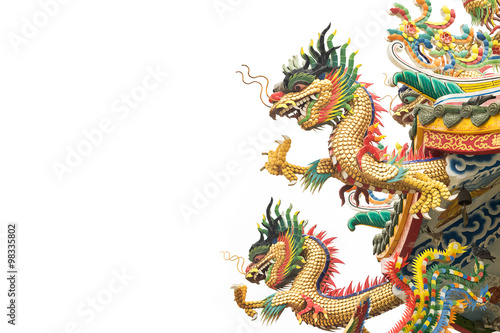 Wallpaper Mural Dragon sculpture in chinese temple isolated on white background Torontodigital.ca