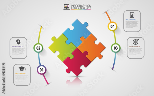 Puzzle piece infographics business concept. Modern design template. Vector